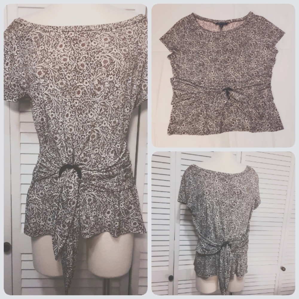 Perceptions New York Stretchy 5% Spandex Blouse with Adjustable Sash